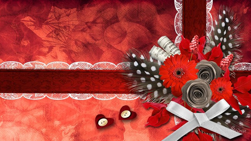 Red Floral Arrangement — Festive, Digital Art