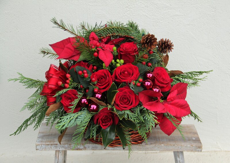 Red Floral Arrangement — Festive, Winter