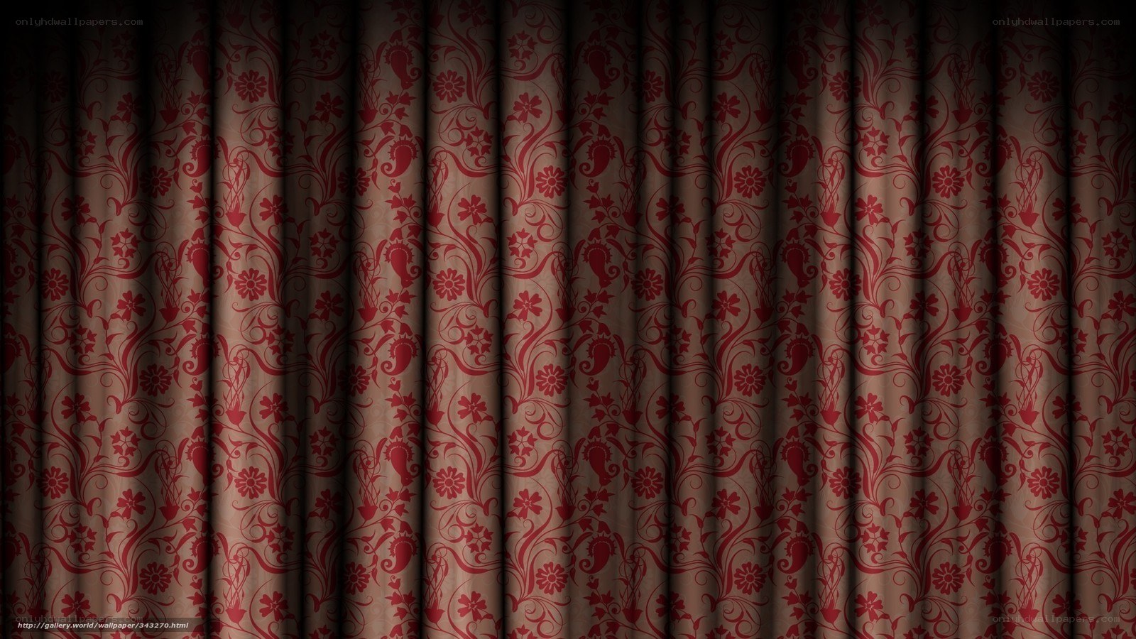 red floral curtain pattern
