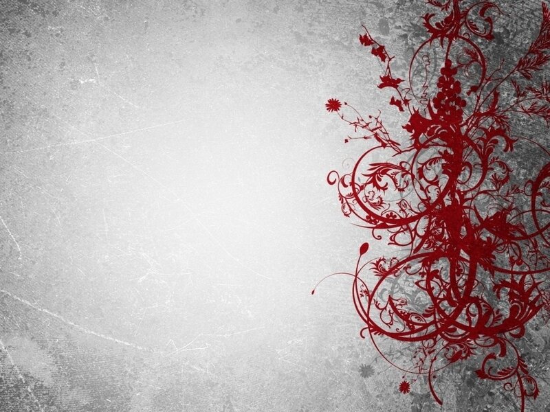 Red Floral Design — Dramatic, Digital Art, Flowers, Vines