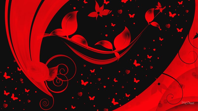 Red Floral Design — Dramatic