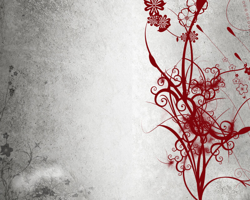 Red floral design on concrete
