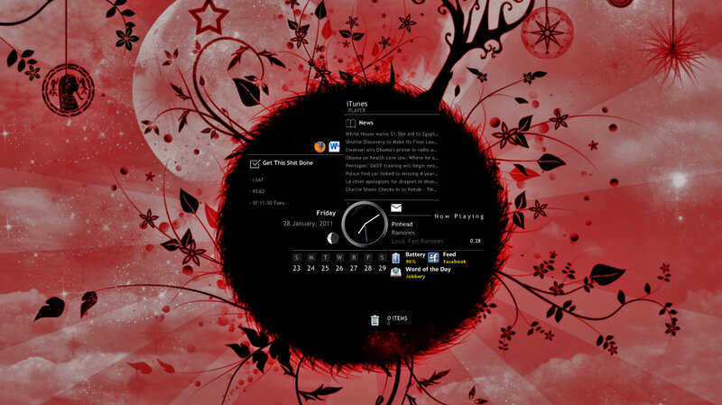 Red floral desktop interface