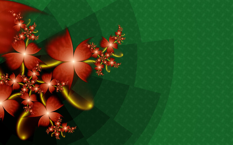 Red floral fractal on green
