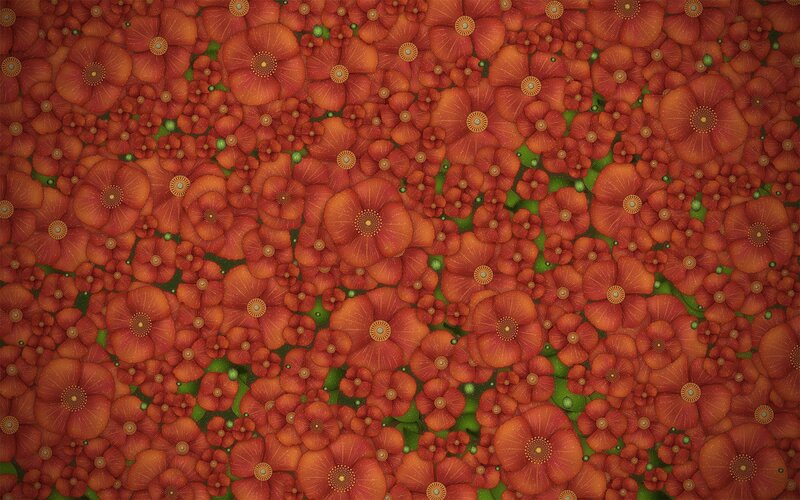 Red floral fractal pattern