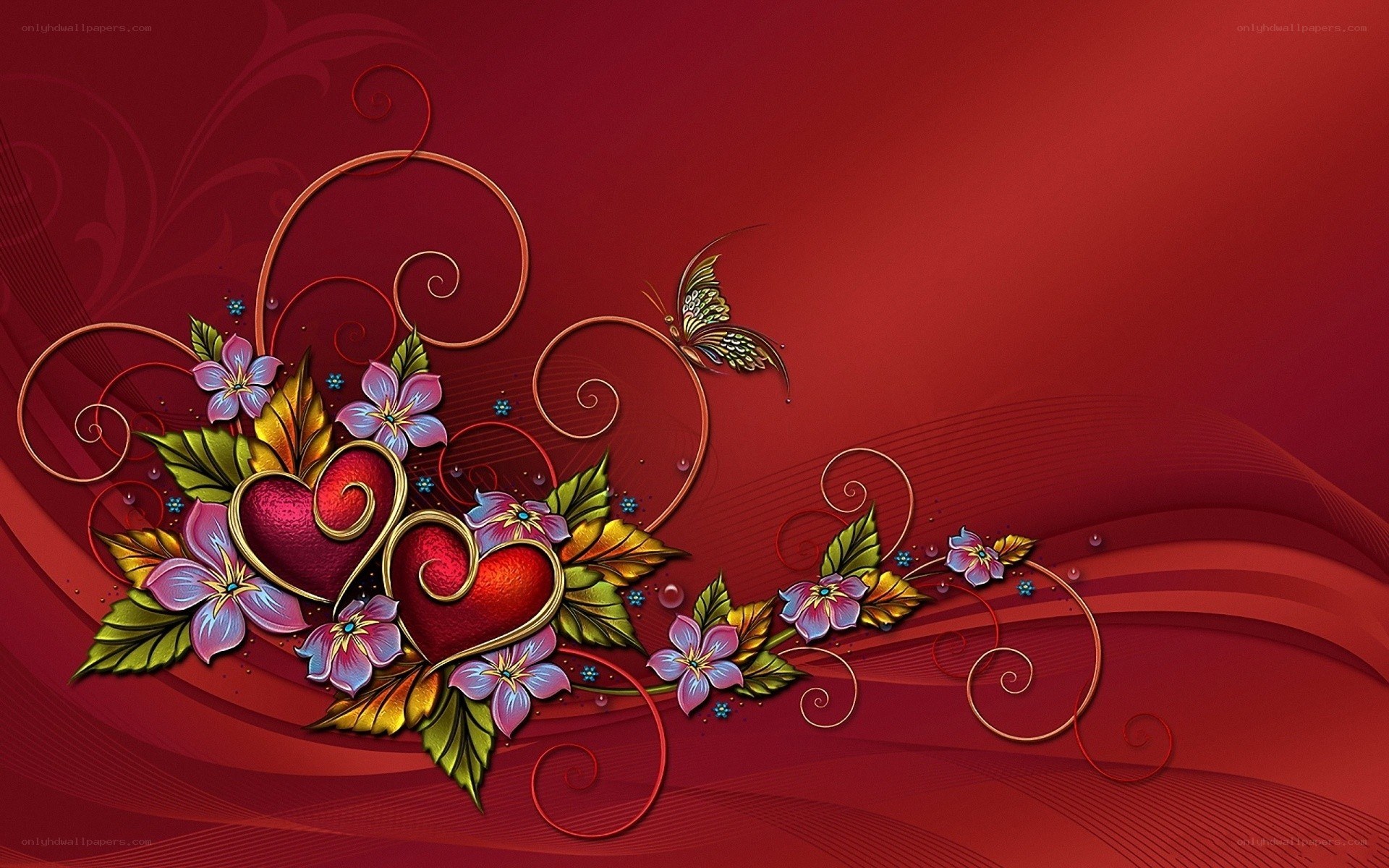 red floral heart design