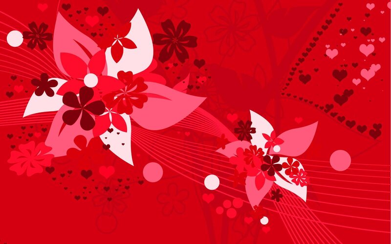 red floral heart pattern