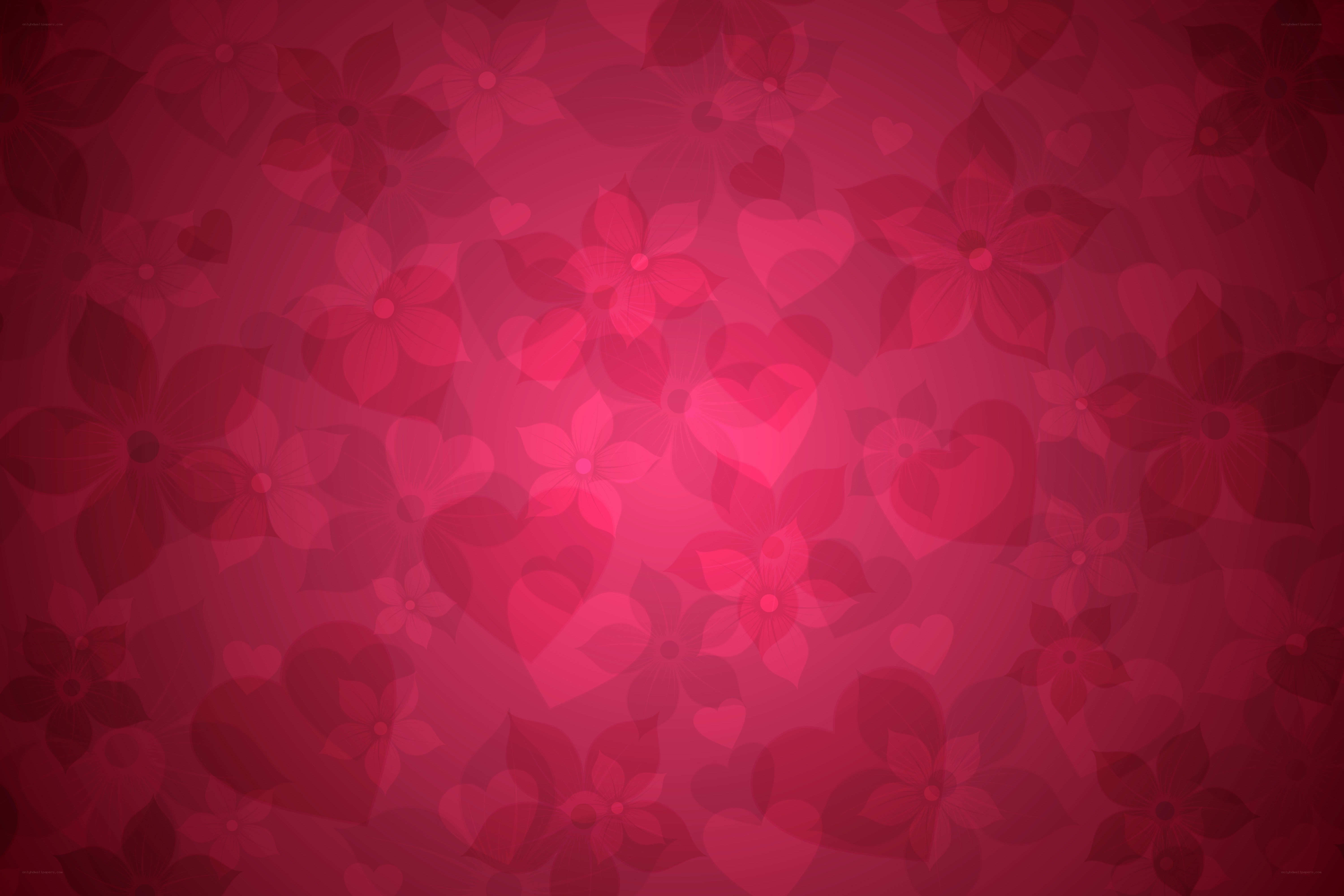 red floral heart pattern