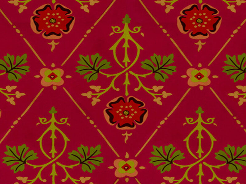 Red Floral Pattern — Ornate, Illustration, Flowers, Leaves, Diamonds