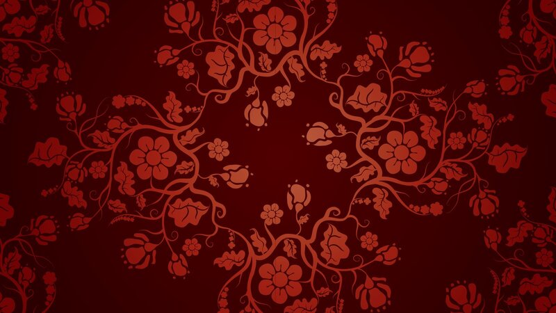 Red Floral Pattern — Ornate, Illustration, Flowers, Vines, Leaves, Maroon