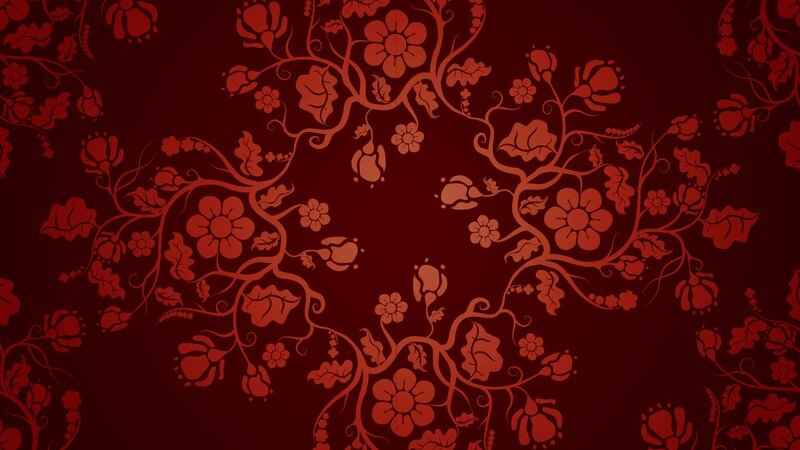 Red Floral Pattern — Ornate, Illustration, Flowers, Vines
