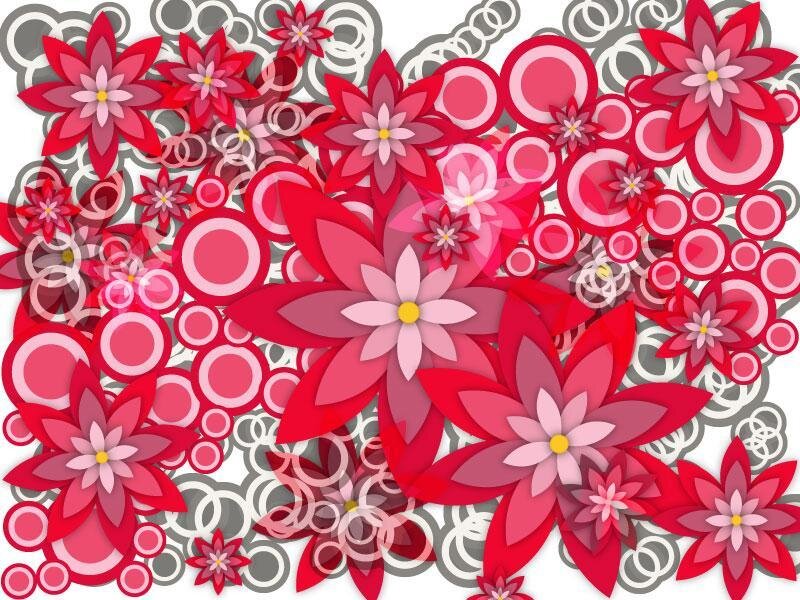 Red floral pattern with circles