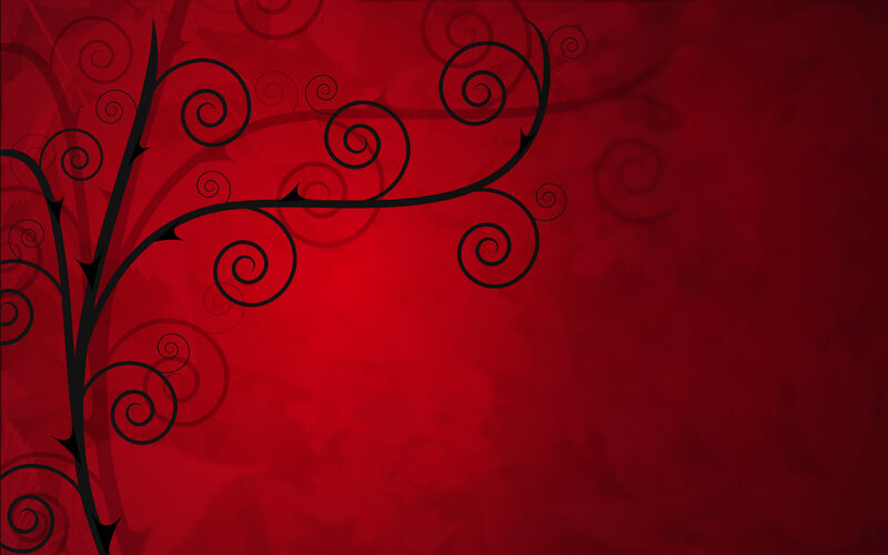 red floral swirl design