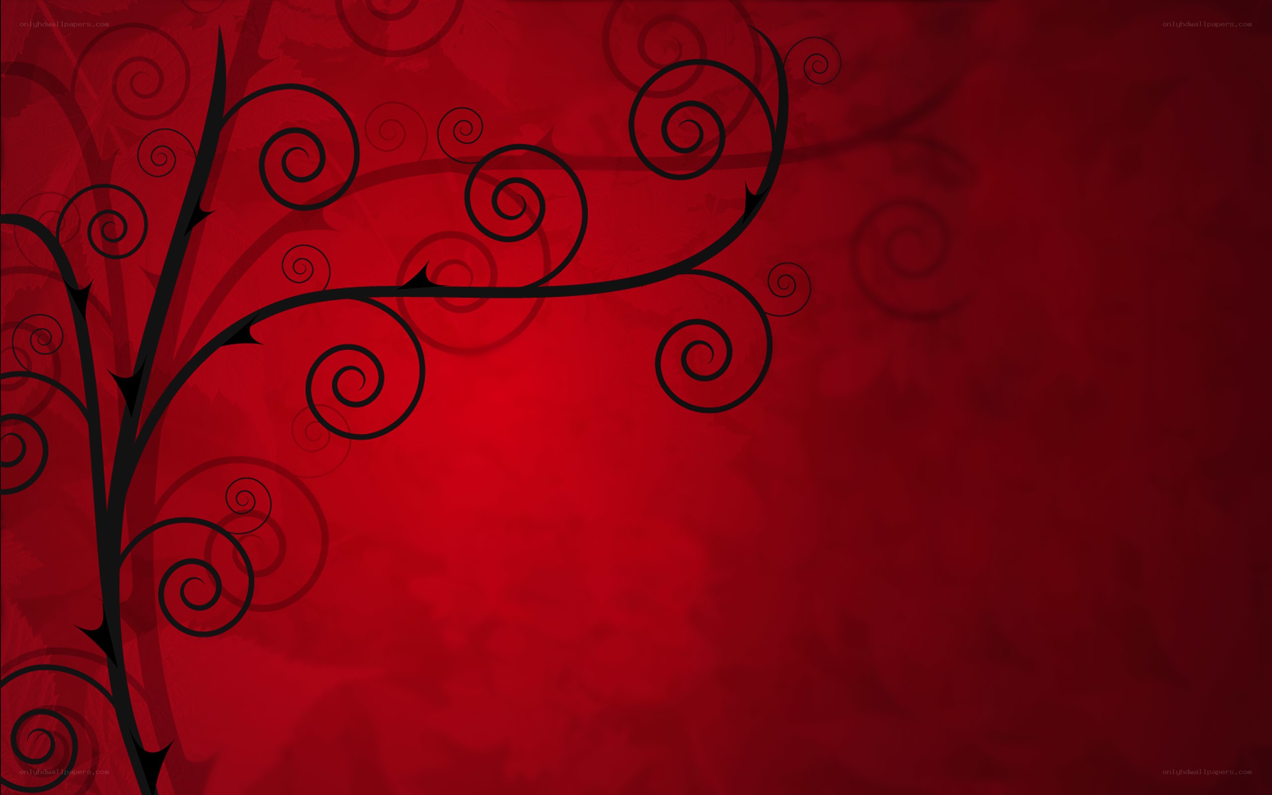red floral swirl design