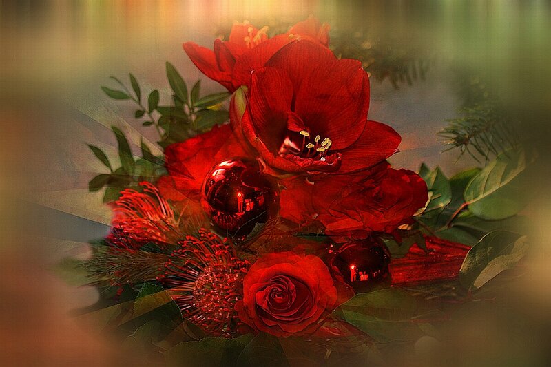 Red Flower Arrangement — Festive