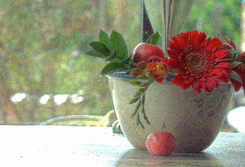 Red Flower in Bowl