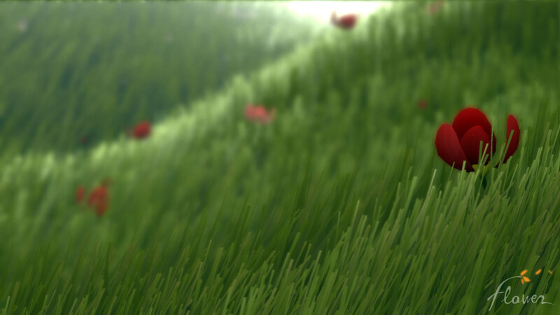 Red Flower in Grass — Green