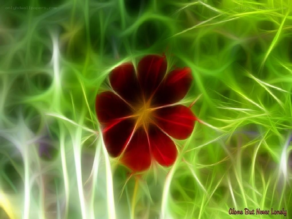 Red flower in green light