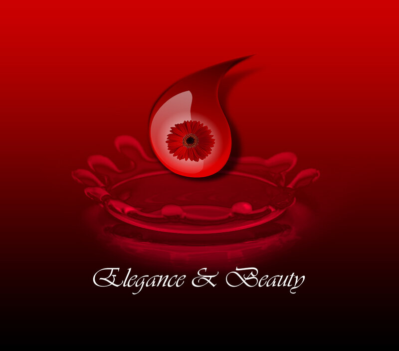 Red Flower in Water Drop