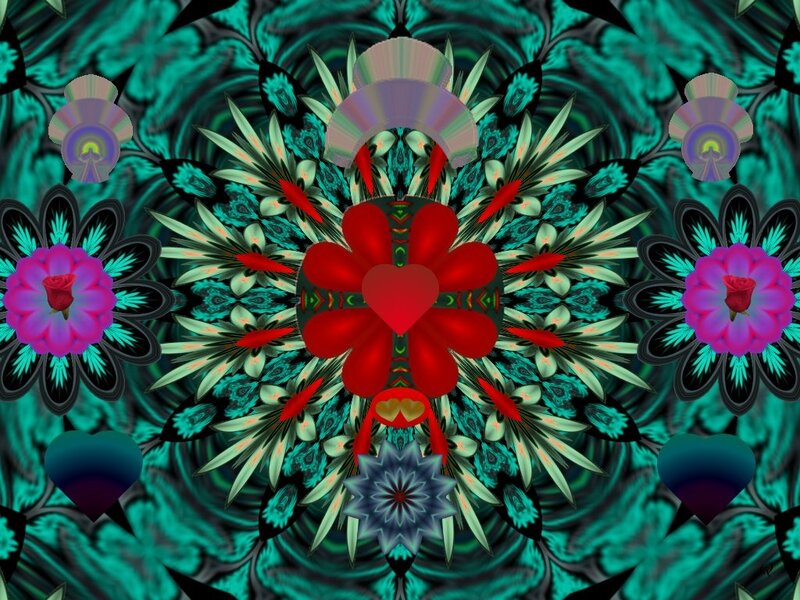Red Flower Mandala — Teal