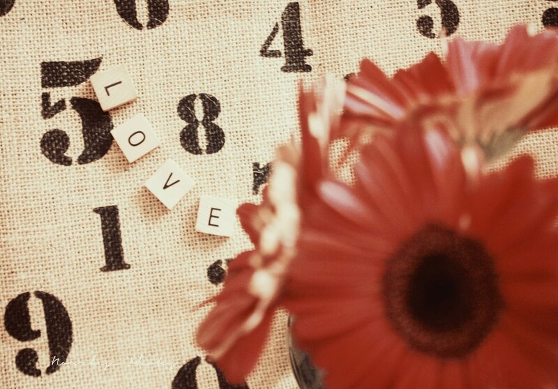 Red Flower on Burlap