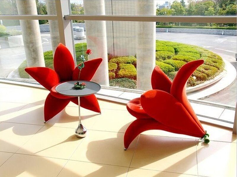 Red Flower-shaped Chairs — Serene