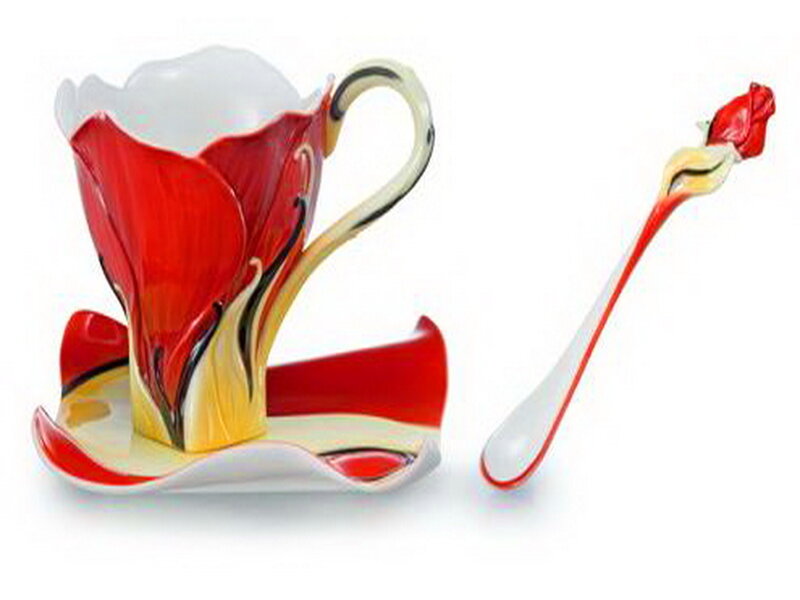 Red Flower-shaped Cup Set