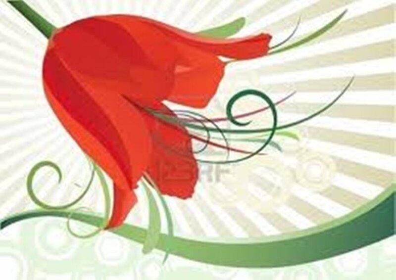 Red Flower with Green Vines