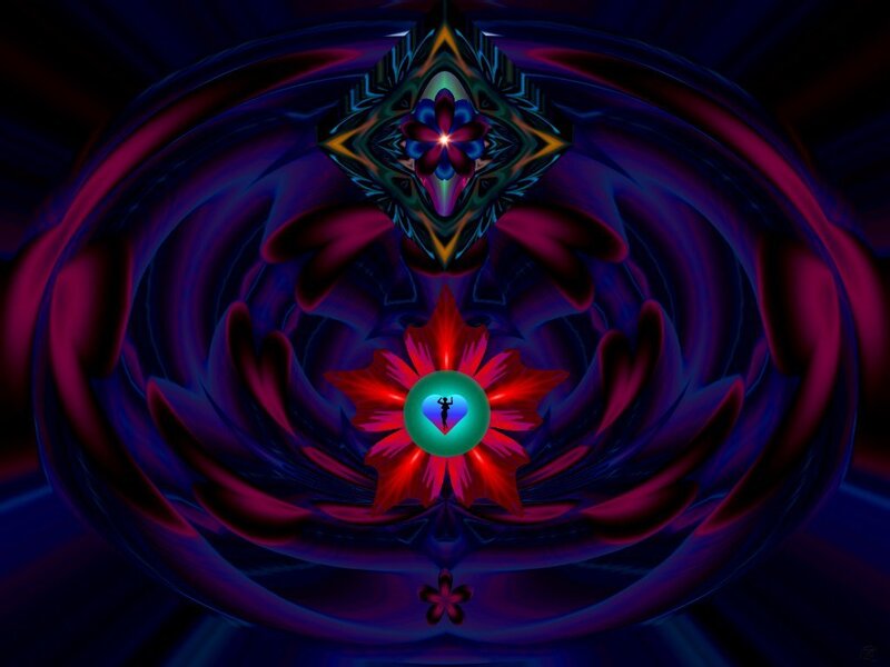 Red Flower with Heart Center — Purple