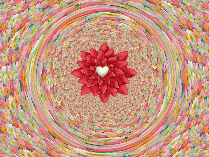 Red Flower with Heart Center