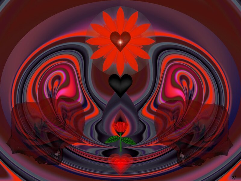 Red Flower with Heart