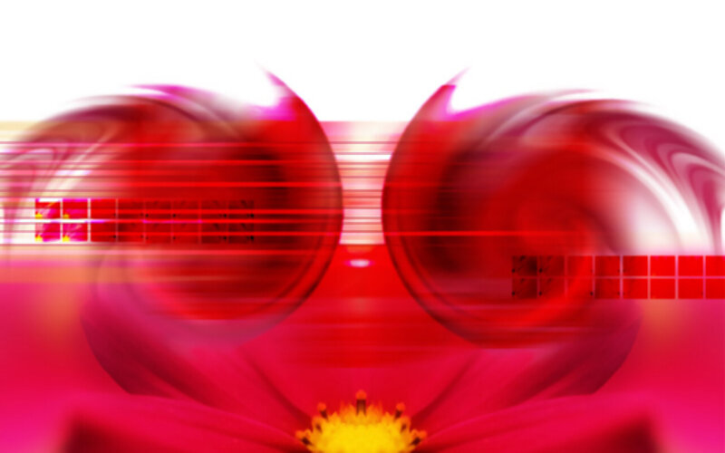 Red Flower with Swirls — Abstract