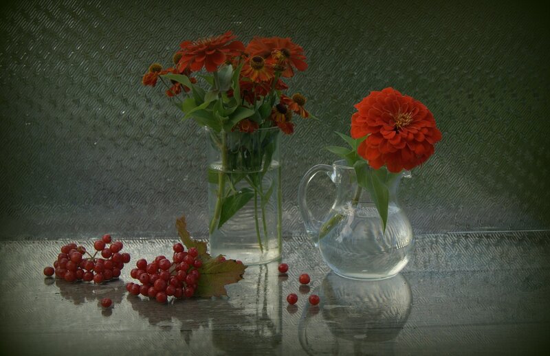 Red Flowers and Berries