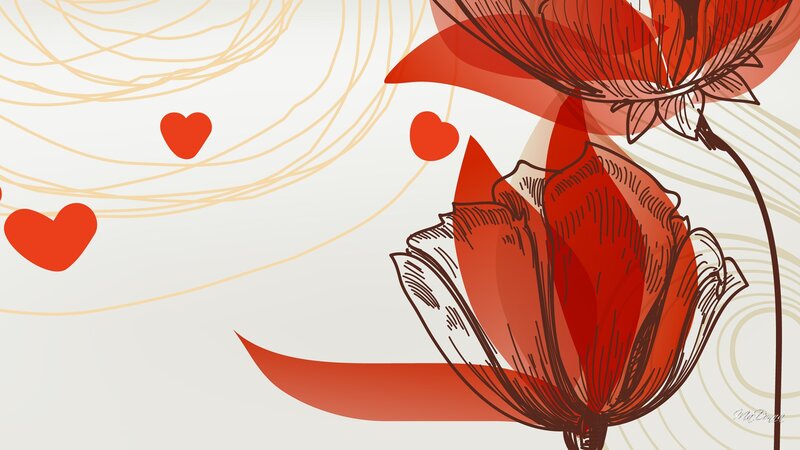 Red Flowers and Hearts