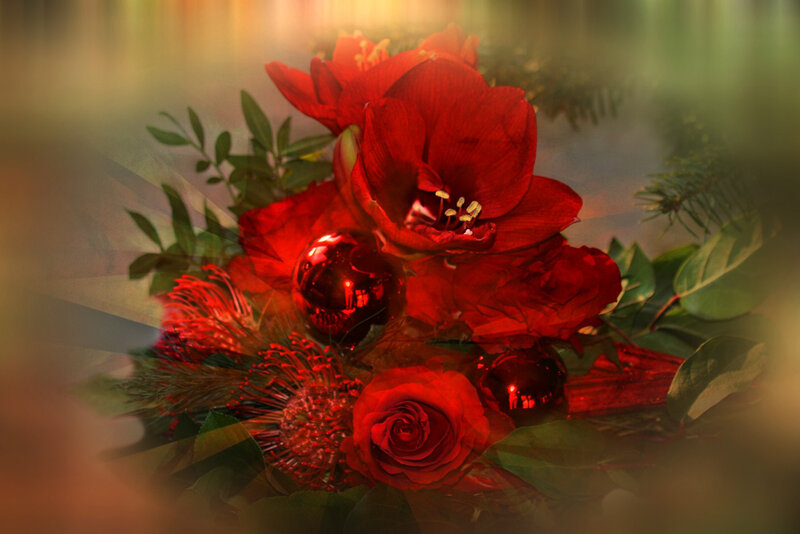 Red Flowers and Ornaments