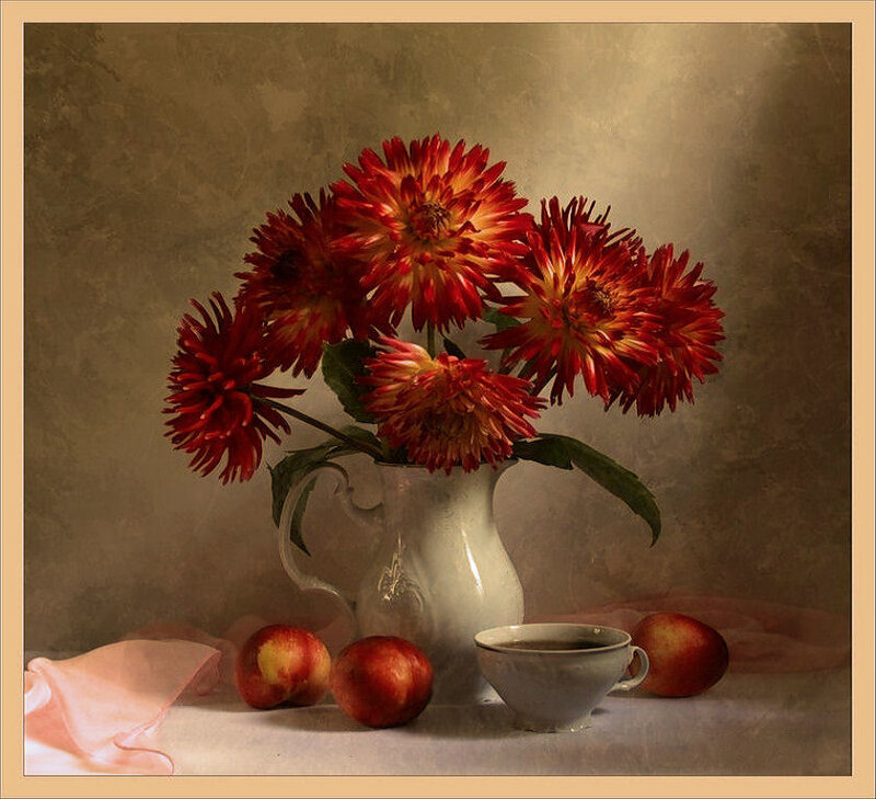 Red Flowers in a Pitcher
