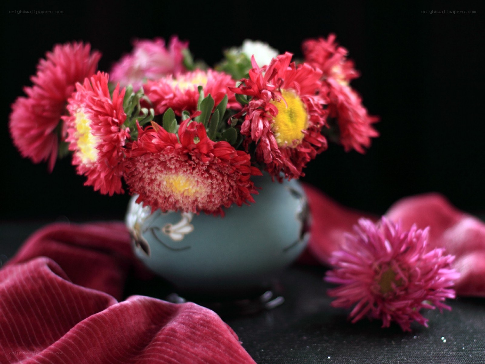 Red flowers in a vase