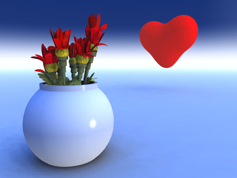 Red flowers in a white vase