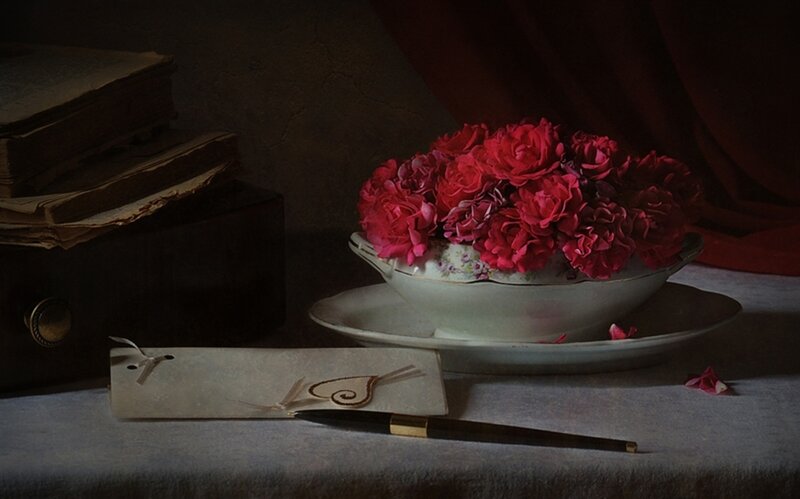Red Flowers in Bowl