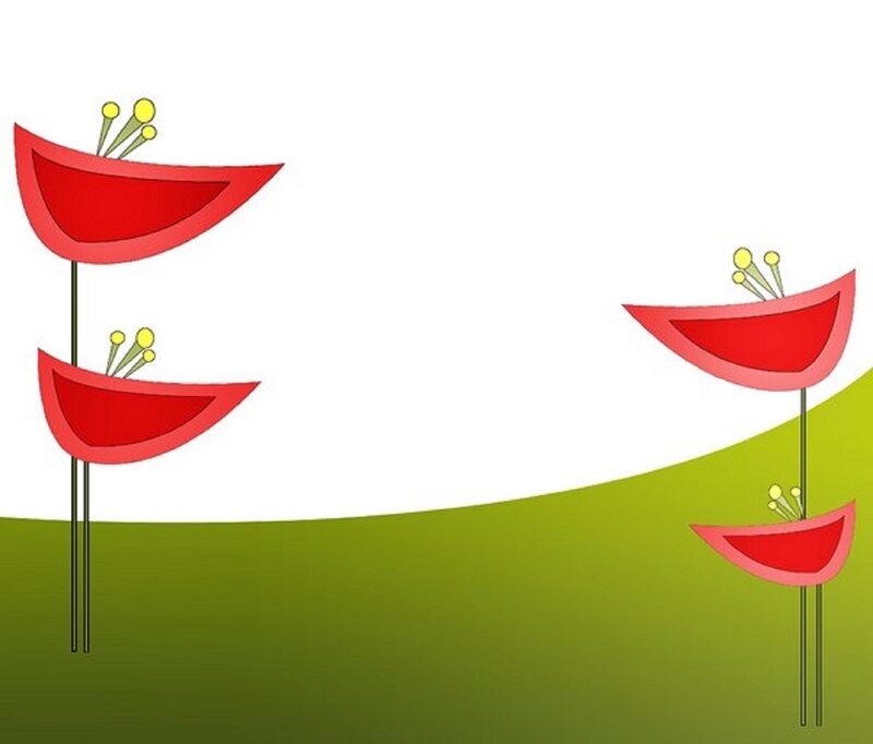 Red Flowers on Green Hill
