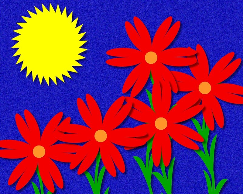 Red flowers under the sun
