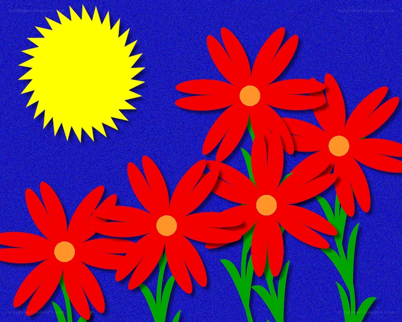 Red flowers under the sun