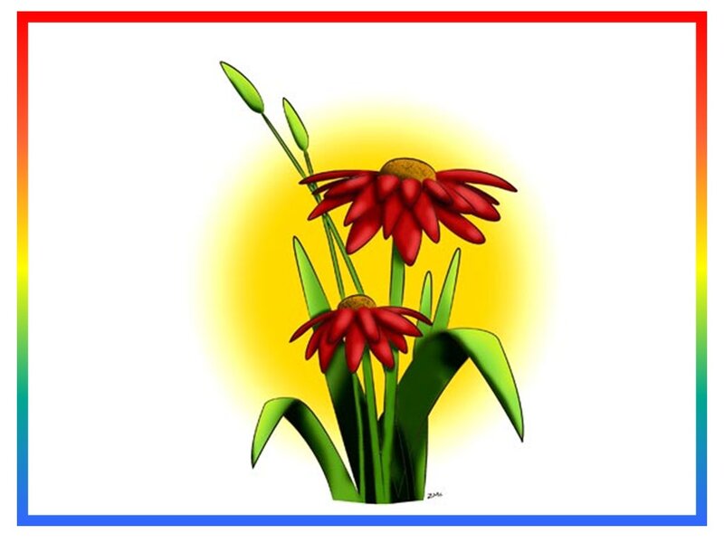 Red Flowers with Green Leaves — Bright