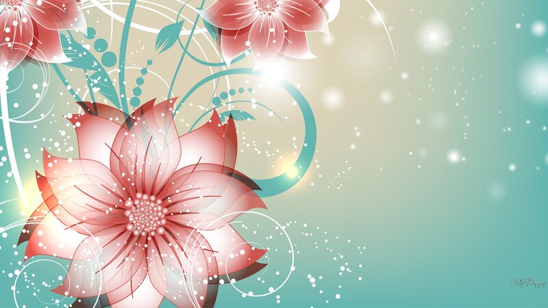 Red Flowers with Swirls — Serene