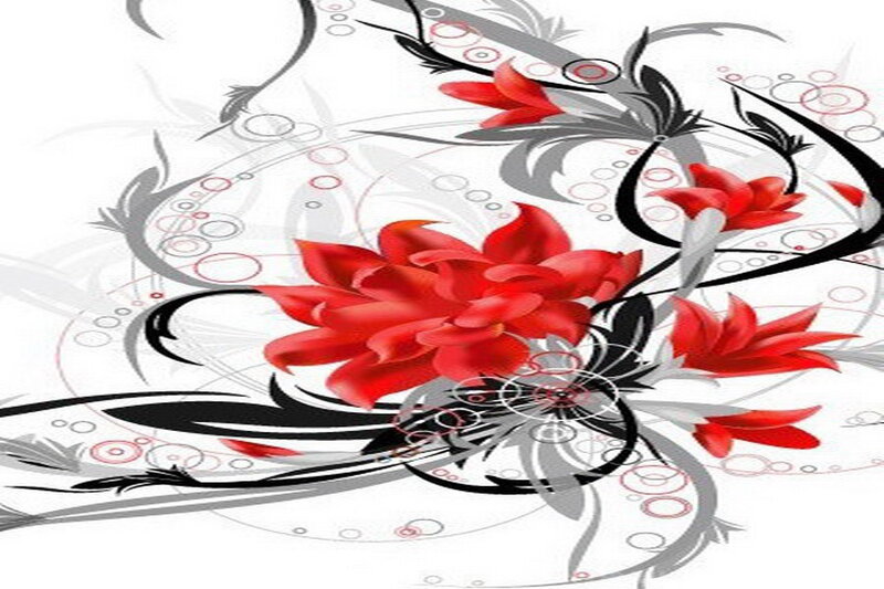 Red Flowers with Swirls