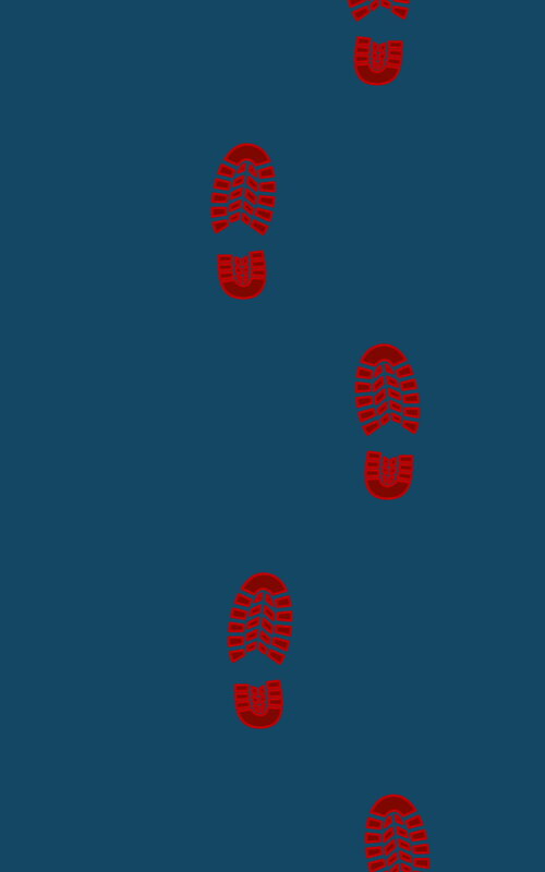Red Footprints on Blue