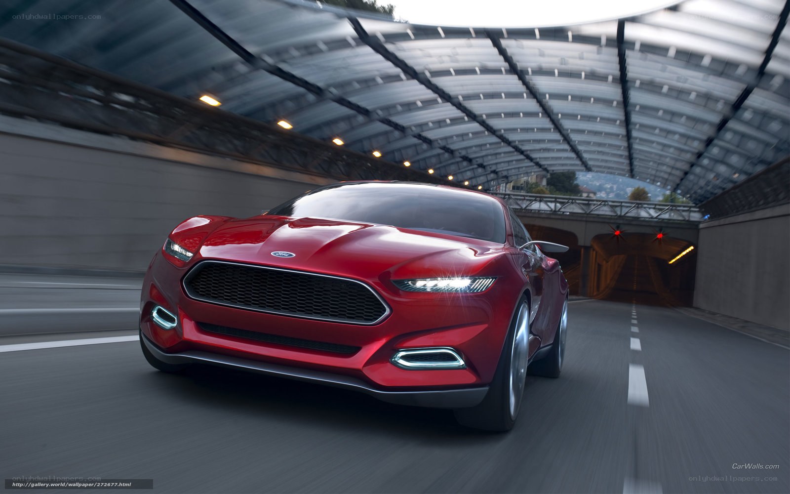 Red Ford Concept Car in Tunnel