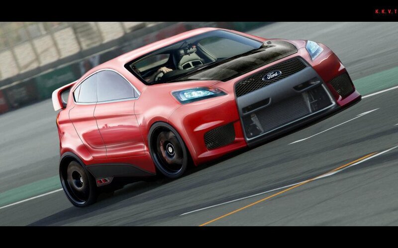 Red Ford concept car on track