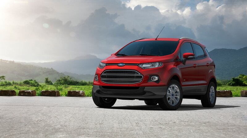 Red Ford EcoSport — Dramatic, Afternoon