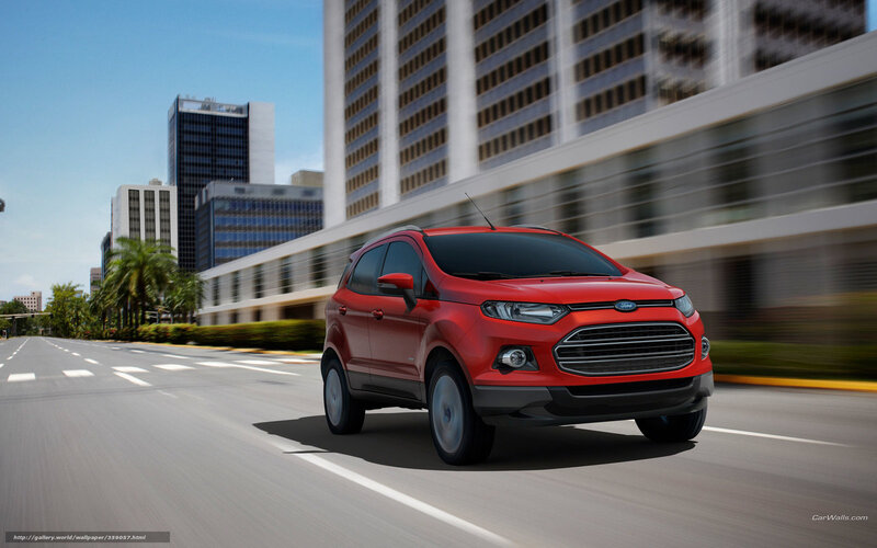 Red Ford EcoSport — Dynamic, Afternoon, Photograph